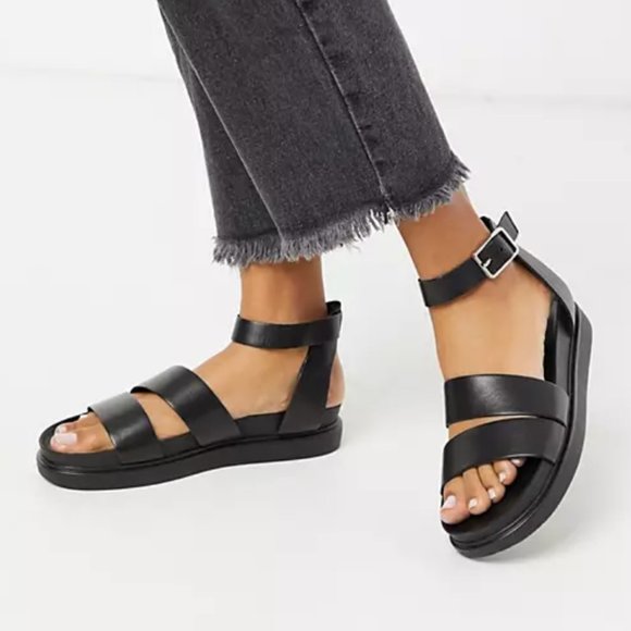 VAGABOND ERIN BLACK LEATHER STRAP SANDALS SIZE 10 EU 40 VAGABOND ERIN BLACK LEATHER STRAP SANDALS SIZE 10 EU 40